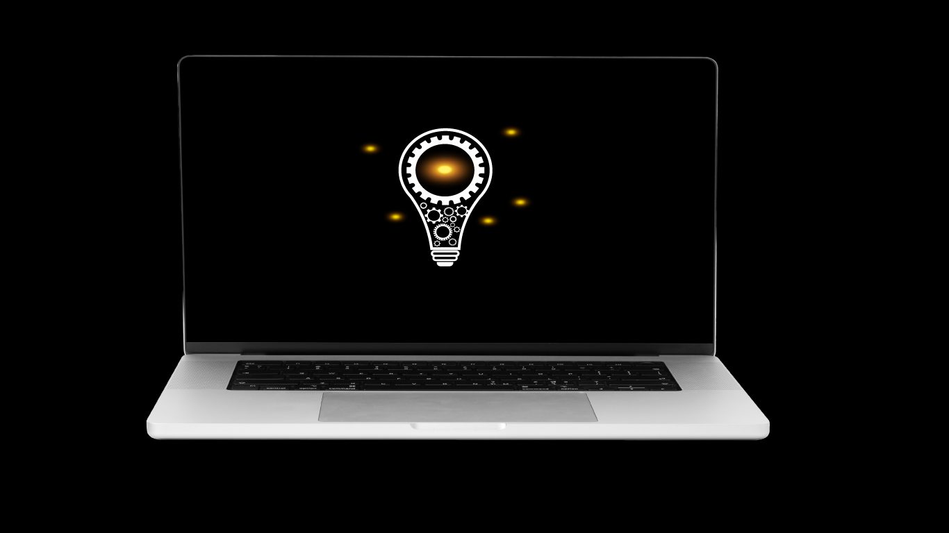 Laptop showing an innovation lightbulb icon